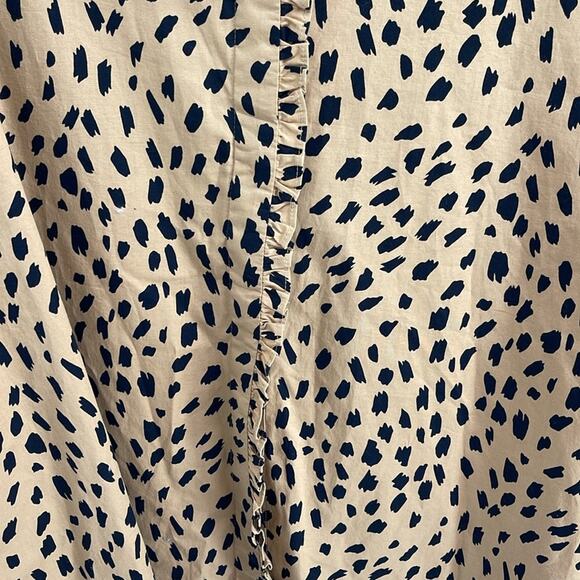 NWT Crown & Ivy leopard print long sleeve ruffle long sleeve button up shirt XXL - Picture 4 of 6